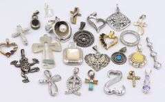 Group lot of vintage 925 sterling silver pendants