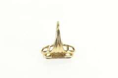 10K Yellow Gold Retro Smoky Quartz Oval Statement Vintage Ring