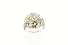 Platinum Art Deco 0.90 Ctw OEC Diamond Filigree Ring