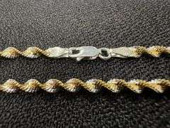 Sterling Silver Magic Twist Rope Chain 4.2mm Solid 925 Italy 2 Tone Necklace 24"