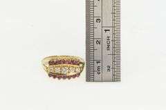 14K Yellow Gold Retro Diamond Ruby Ornate Wedding Band Ring