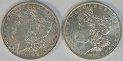 Flashy BU 1882-O and lustrous AU 1887-O Morgan Silver Dollars