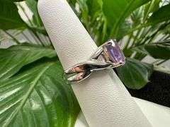 Sterling Silver Natural Gemstone Amethyst Ring Size 7