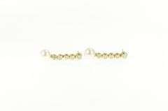 14K Yellow Gold 1.25 Ctw Pearl Diamond Dangle Statement Earrings