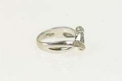 18K White Gold Baguette Sapphire Diamond Bypass Statement Ring