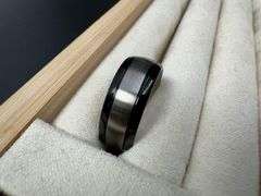 Titanium Black Grooved Sides Wedding Band Comfort Fit Ring Size 9