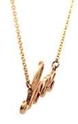 Polished “Love” Script Pendant Necklace in 14K yellow gold
