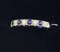 STUNNING AND ELEGANT 14K WHITE GOLD SAPPHIRE AND DIAMOND BAND