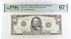 1969 $50 Boston MA US FRN Fr#2114-A 67 Superb Gem Unc EPQ PMG