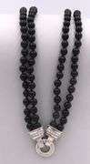 Judith Ripka crystal clasp with black onyx beaded necklace