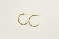 14K Yellow Gold 15.7mm Twist Pattern 3/4 Hoop Earrings