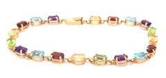 10kt Yellow gold multi color gemstone bracelet