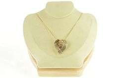 10K Yellow Gold 2.00 Ctw Baguette Diamond Curvy Heart Love Pendant