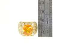 18K Yellow Gold 6.00Ctw Orange Sapphire Diamond Honeycomb Ring