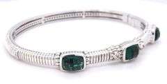 Judith Ripka Emerald green quartz bangle bracelet in 925 sterling silver