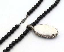 Black onyx beaded necklace with pendant