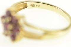 14K Yellow Gold Natural Ruby Flower Vintage Cluster Ring