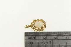 14K Yellow Gold Opal Diamond Ornate Oval Statement Charm/Pendant