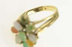 14K Yellow Gold Multi Color Jadeite Cabochon Cluster Ring