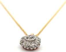 1.50ctw European Diamond Cluster Pendant Necklace in 14K
