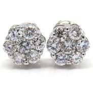 Dazzling 2.5 Ct VVs1 White E-F Fire Moissanite Cluster Earrings