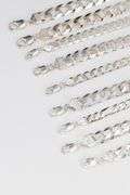 Sterling Silver - Italy Stamped - Super Flats - Curb / Figaro Mixed Lot - 9 Chains - 7.8mm to 13mm W