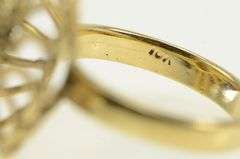 10K Yellow Gold 1950's Natural Opal Swirl Spiral Cocktail Ring