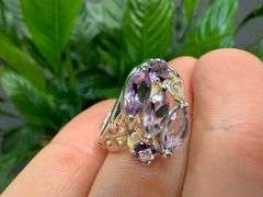 Sterling Silver Natural Gemstone Amethyst Ring Size 9