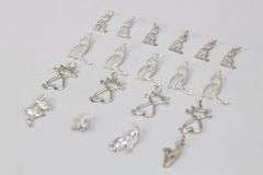 Sterling Silver Vintage Cat Pendant Assortment Various Sizes & Styles (19 Pendant Lot)