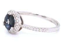 18kt White gold blue sapphire and diamond cocktail ring