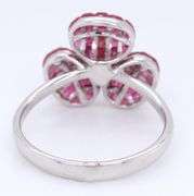 18kt White gold ruby and IRD diamond flower style ring