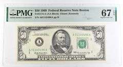 1969 $50 Boston MA US FRN Fr#2114-A 67 Superb Gem Unc EPQ PMG