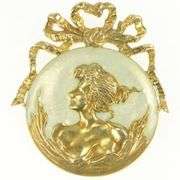 14K Yellow Gold Art Nouveau Cloisonne Enamel Ornate Pendant/Pin