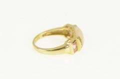 14K Yellow Gold Baguette Pink CZ Mother of Pearl Ring