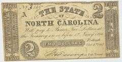 State of North Carolina $2 Note Oct 4 1861 Series