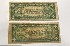 2 $1 1935 A Brown Seal Hawaii Silver Certificates