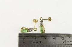 10K Yellow Gold Pear Green Sapphire Diamond Accent Stud Earrings