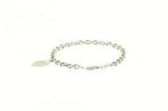 14K White Gold Cable Link Heart Charm Love Symbol Chain Bracelet