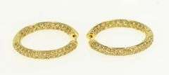 18K Yellow Gold Citrine Inside Outside 32.5mm Hoop Earrings