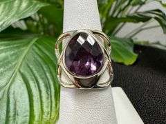 Sterling Silver Natural Gemstone Amethyst Ring Size 7