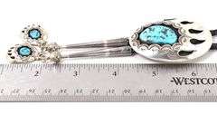 Amazing 925 Bear Claw Bolo with Turquoise gemstones made by Navajo Artist Teddy Goodluck SR.