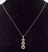 Gorgeous 10K White Gold Modified Past, Present, and Future Pendant Necklace with Diamond Gemstones