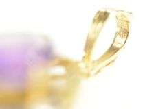 14K Yellow Gold Elaborate Amethyst Heart Diamond Vintage Pendant
