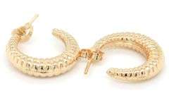 14kt Yellow gold ribbed mini hoop earrings