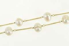 14K Yellow Gold 8.7mm Pearl Vintage Beaded Chain Necklace