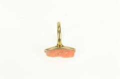 14K Yellow Gold Oval Carved Victorian Coral Cameo Vintage Ring