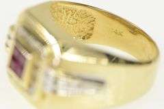 14K Yellow Gold 1.00 Ctw Princess Syn. Ruby Diamond Squared Ring