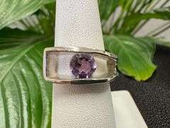 Sterling Silver Natural Gemstone Amethyst Ring Size 7