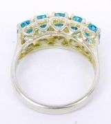 Sterling Ring of 5 Blue Topaz Stones, Size 6.5