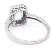 14kt White gold 2ctw aquamarine and diamond accent ring